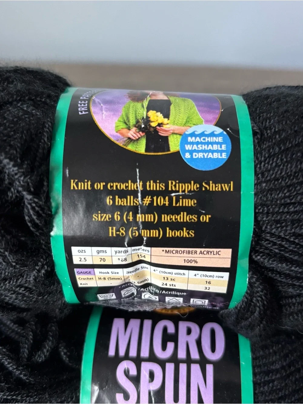 Lion Brand Micro Spun 100% Acrylic Yarn Ebony Black LOT OF 3